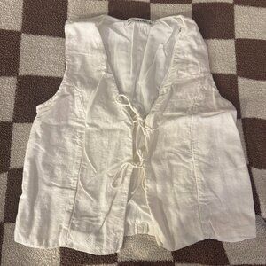 Tie-Front Linen-Blend Vest